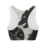 Black Demon Wolf Print Women's Sports Bra
