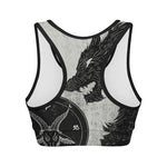 Black Demon Wolf Print Women's Sports Bra
