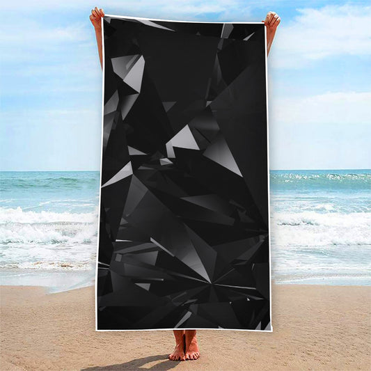 Black Diamond Print Beach Towel