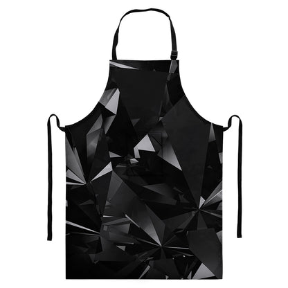 Black Diamond Print Bib Apron With Pocket