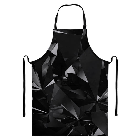 Black Diamond Print Bib Apron With Pocket