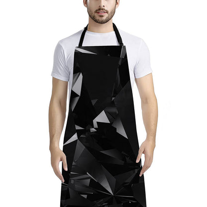 Black Diamond Print Bib Apron With Pocket