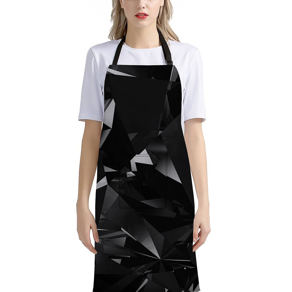 Black Diamond Print Bib Apron With Pocket