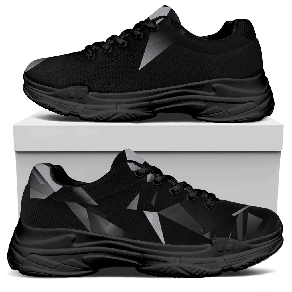 Black Diamond Print Black Chunky Shoes