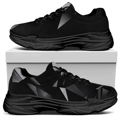 Black Diamond Print Black Chunky Shoes