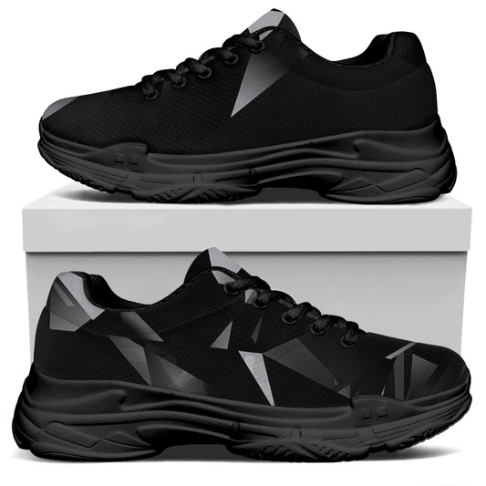 Black Diamond Print Black Chunky Shoes