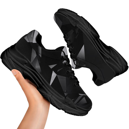 Black Diamond Print Black Chunky Shoes