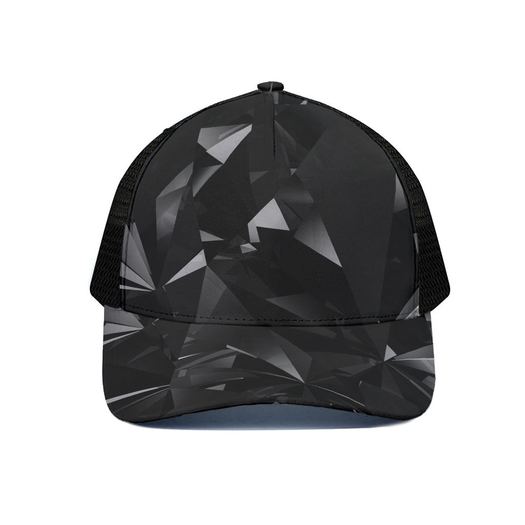 Black Diamond Print Black Mesh Trucker Cap