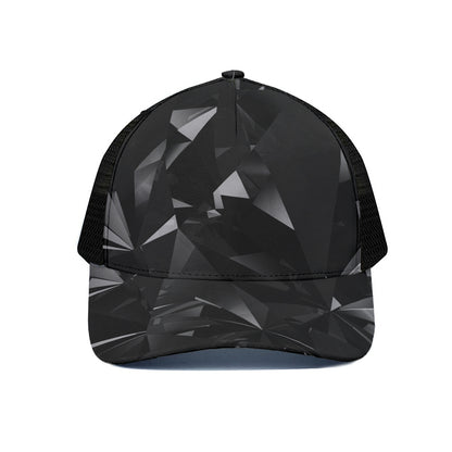 Black Diamond Print Black Mesh Trucker Cap