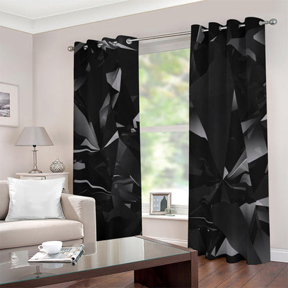 Black Diamond Print Blackout Grommet Curtains