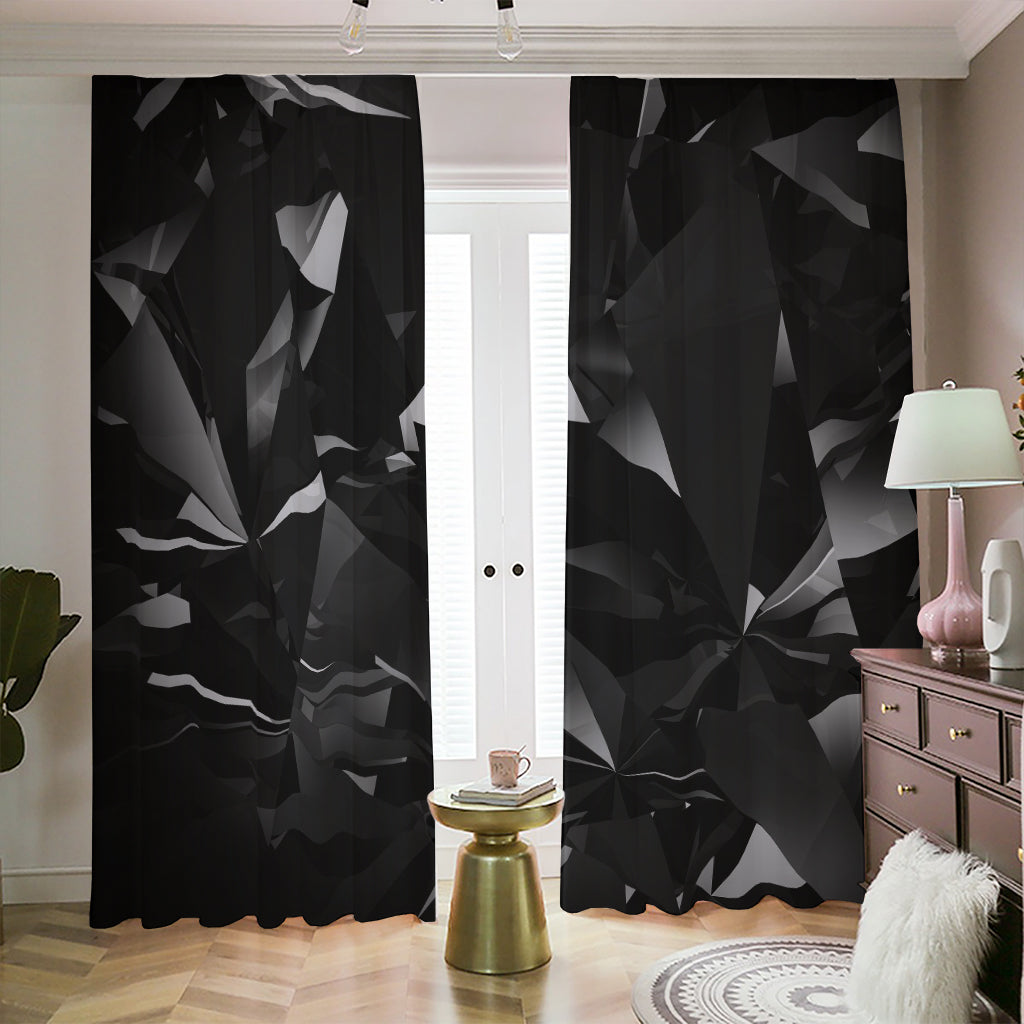 Black Diamond Print Blackout Pencil Pleat Curtains