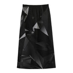Black Diamond Print Cotton Front Slit Maxi Skirt