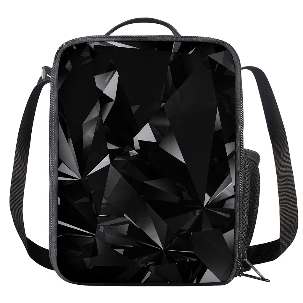 Black Diamond Print Crossbody Lunch Bag