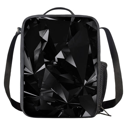 Black Diamond Print Crossbody Lunch Bag