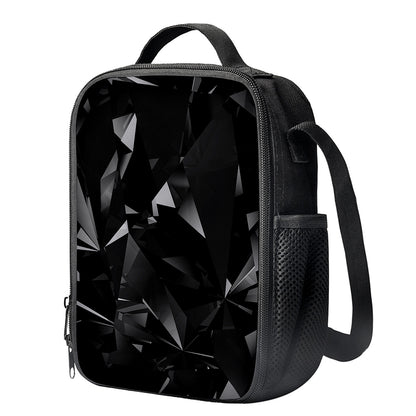Black Diamond Print Crossbody Lunch Bag