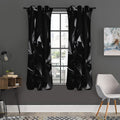 Black Diamond Print Grommet Curtain Panels