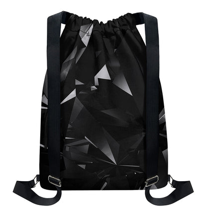 Black Diamond Print Drawstring Backpack