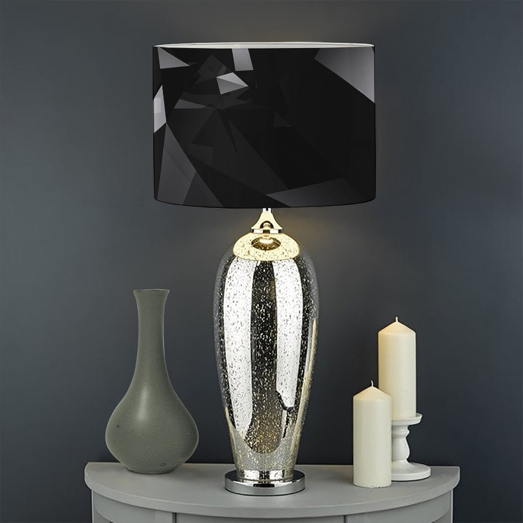 Black Diamond Print Drum Lamp Shade