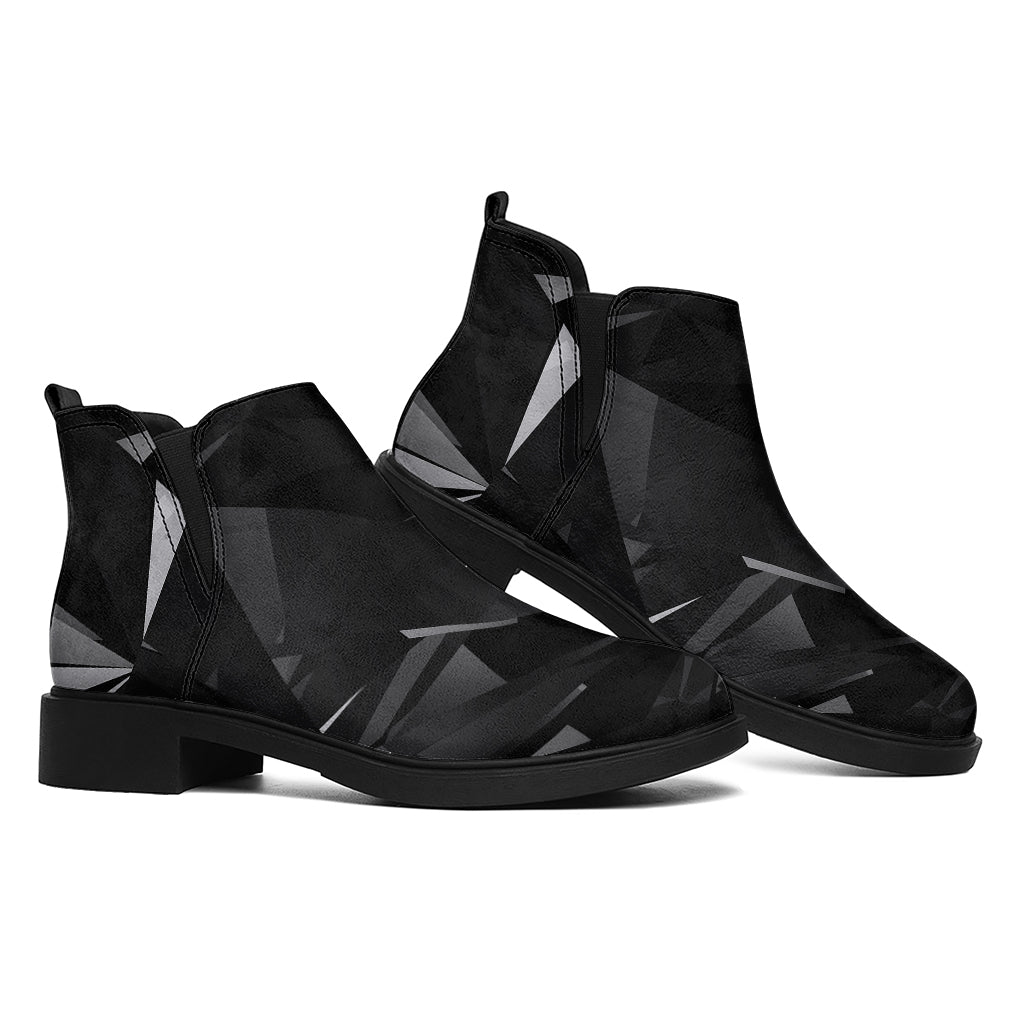 Black Diamond Print Flat Ankle Boots