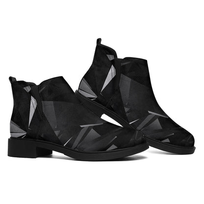Black Diamond Print Flat Ankle Boots