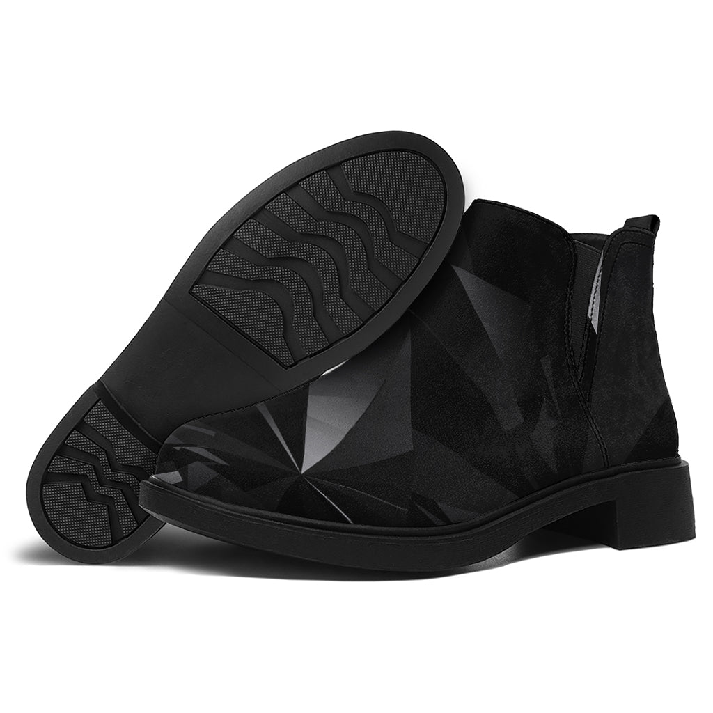 Black Diamond Print Flat Ankle Boots