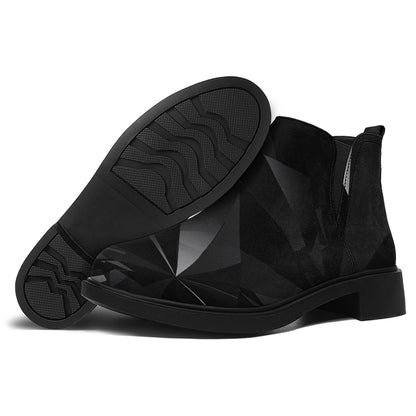 Black Diamond Print Flat Ankle Boots