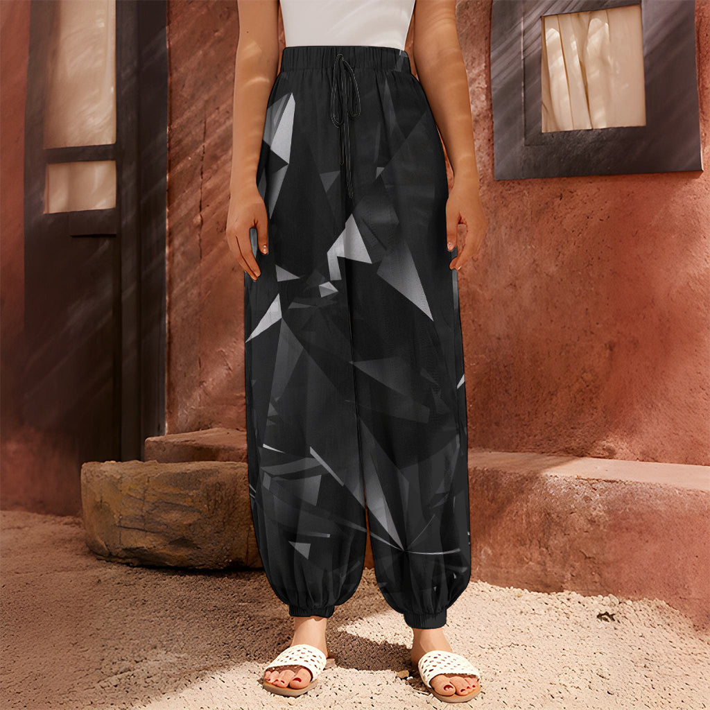 Black Diamond Print Harem Pants