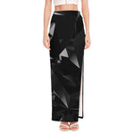 Black Diamond Print High Slit Maxi Skirt