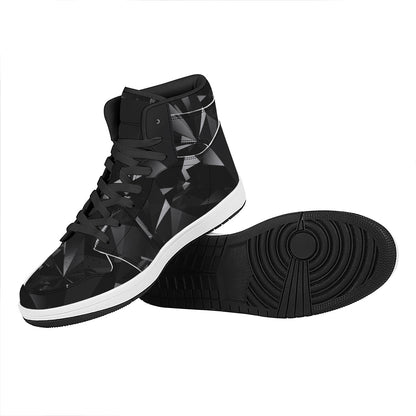 Black Diamond Print High Top Leather Sneakers