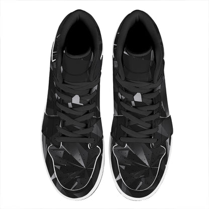 Black Diamond Print High Top Leather Sneakers