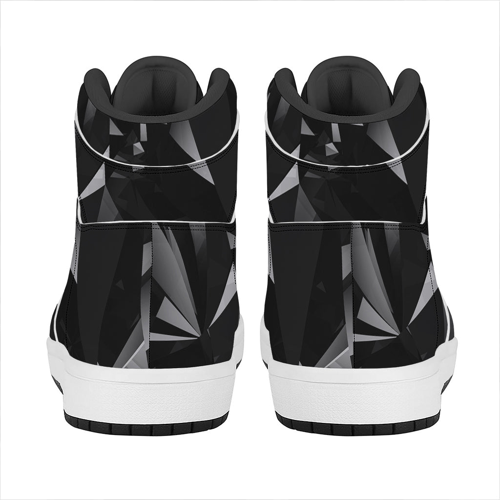 Black Diamond Print High Top Leather Sneakers