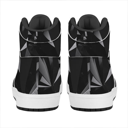 Black Diamond Print High Top Leather Sneakers