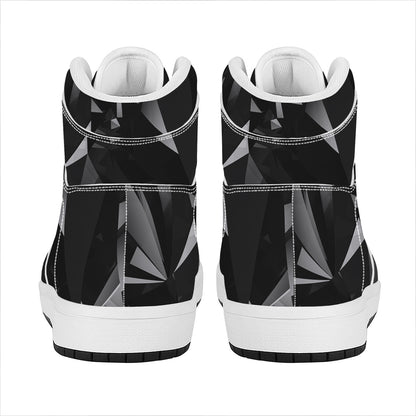 Black Diamond Print High Top Leather Sneakers