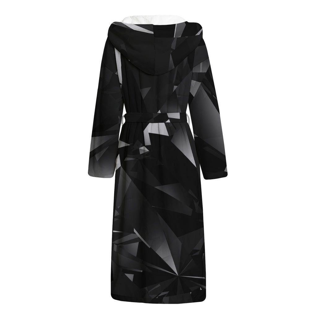 Black Diamond Print Hooded Bathrobe