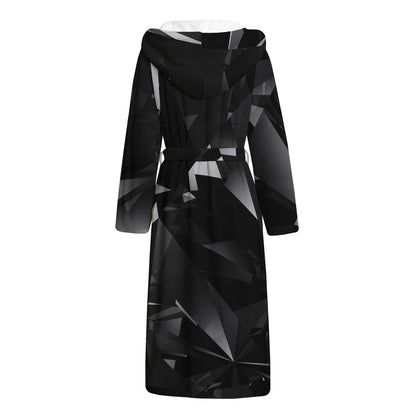 Black Diamond Print Hooded Bathrobe