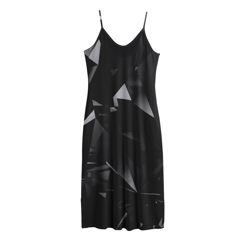 Black Diamond Print Jersey Midi Cami Dress