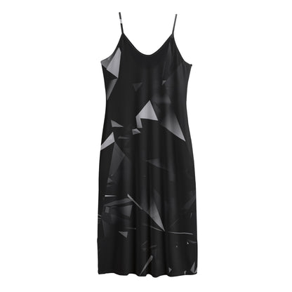 Black Diamond Print Jersey Midi Cami Dress