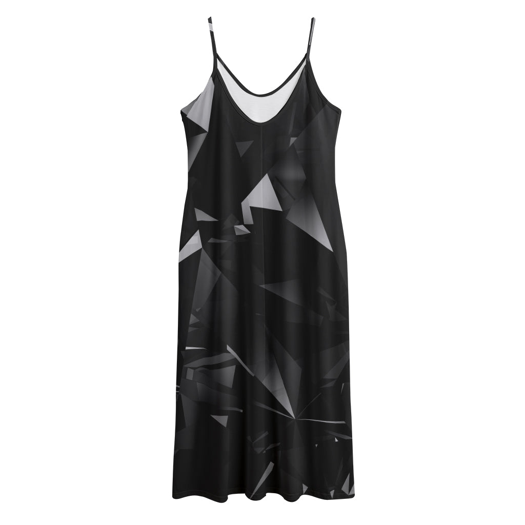 Black Diamond Print Jersey Midi Cami Dress