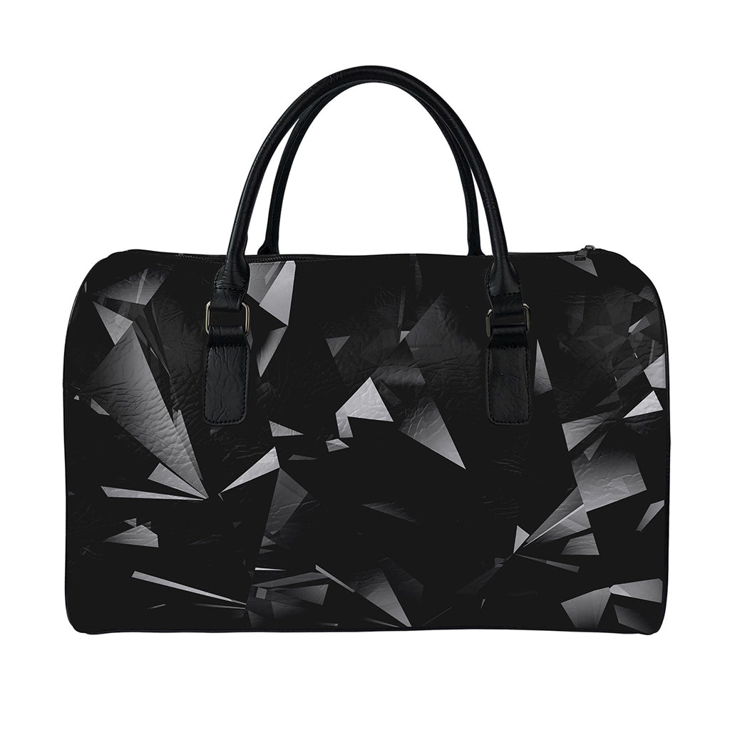 Black Diamond Print Leather Duffle Bag
