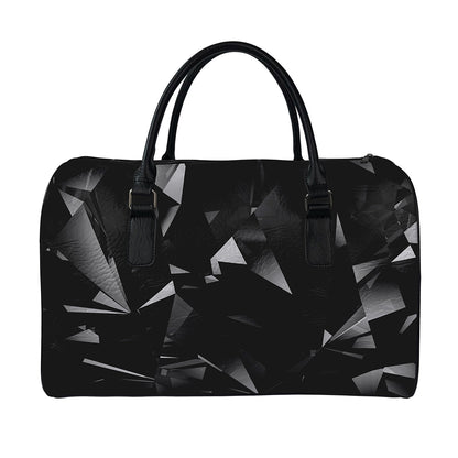 Black Diamond Print Leather Duffle Bag