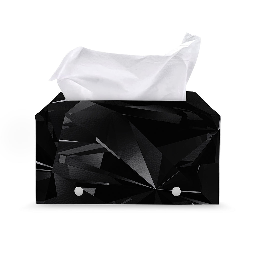 Black Diamond Print Leather Tissue Box Cover