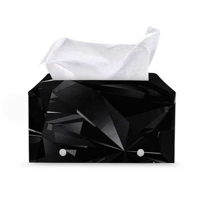 Black Diamond Print Leather Tissue Box Cover