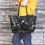 Black Diamond Print Leather Tote Bag