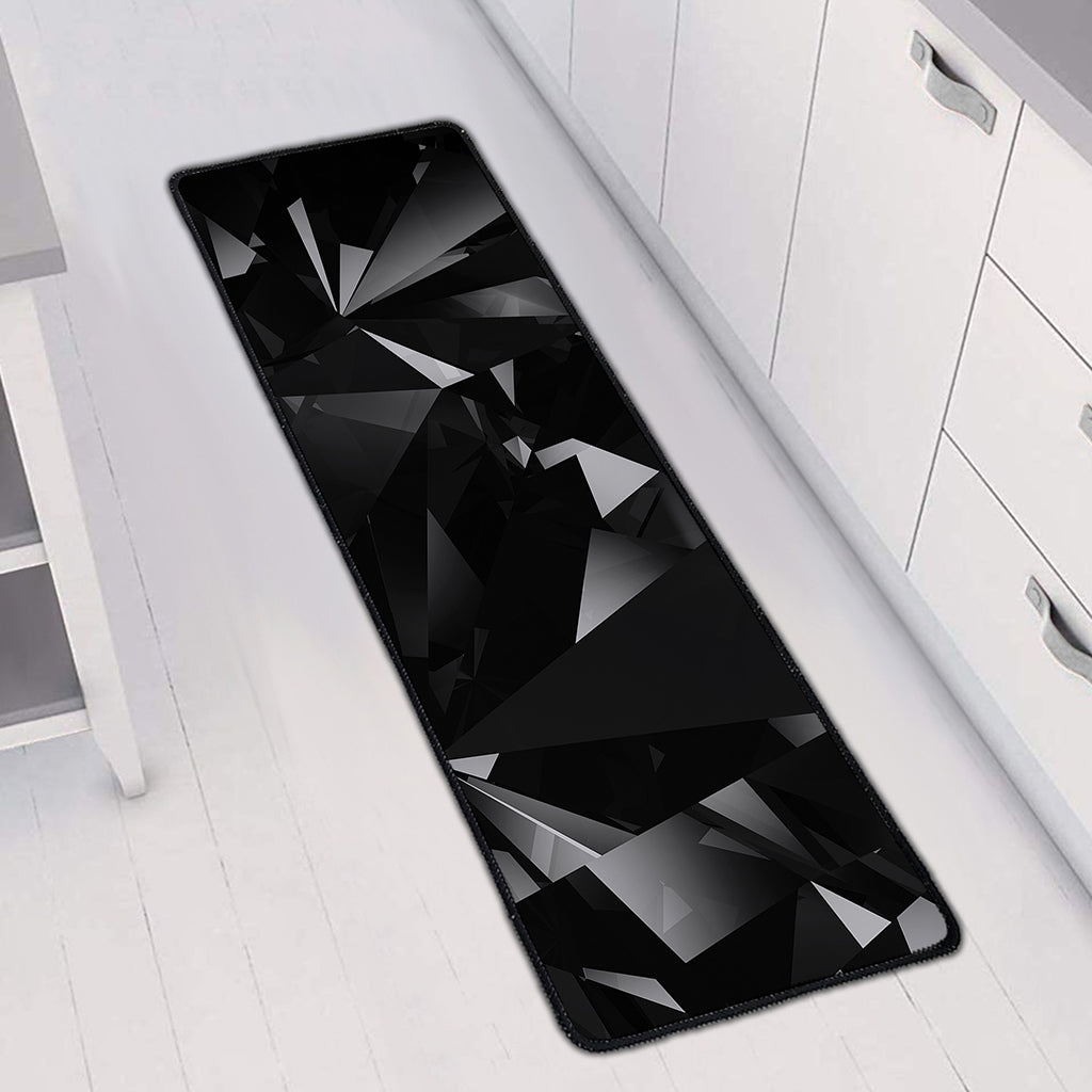 Black Diamond Print Long Kitchen Mat
