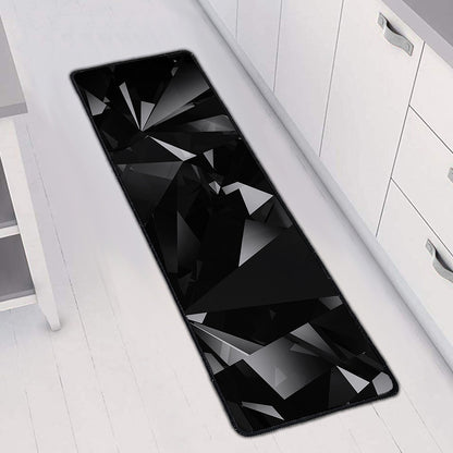 Black Diamond Print Long Kitchen Mat