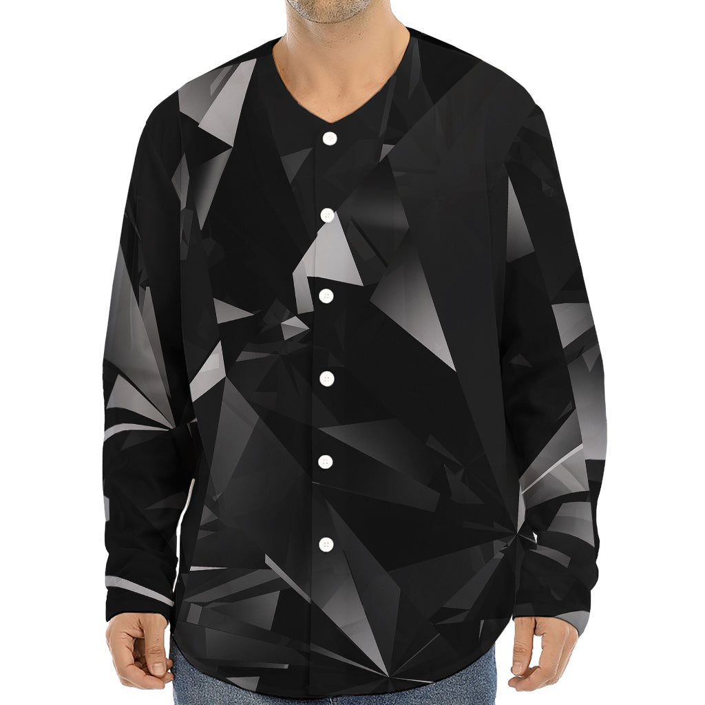 Black Diamond Print Long Sleeve Baseball Jersey