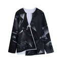Black Diamond Print Long Sleeve Short Coat