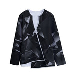 Black Diamond Print Long Sleeve Short Coat