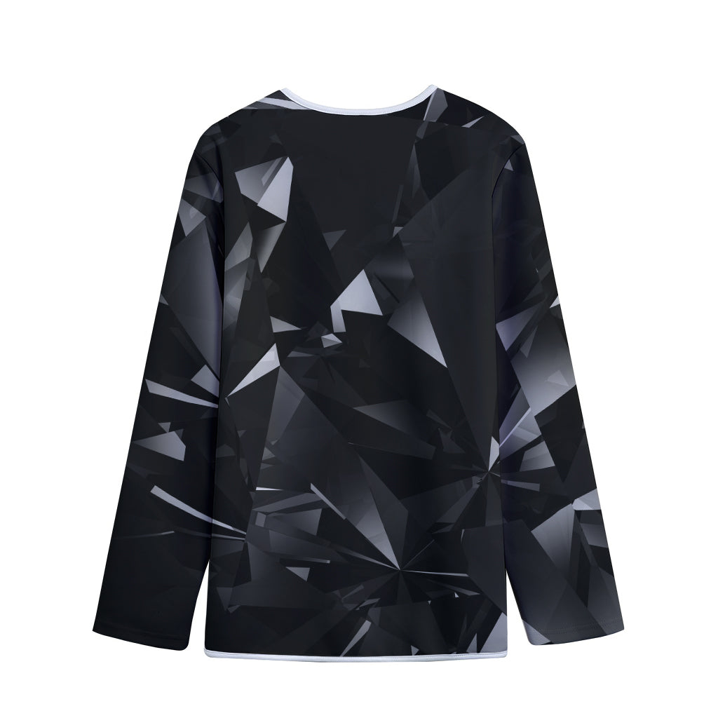 Black Diamond Print Long Sleeve Short Coat
