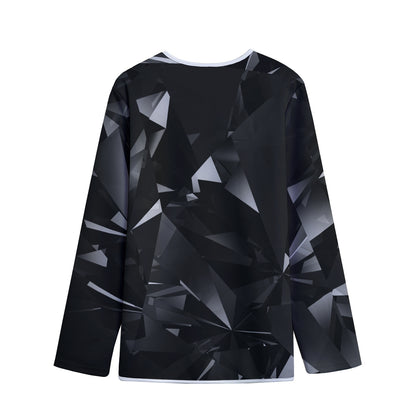 Black Diamond Print Long Sleeve Short Coat